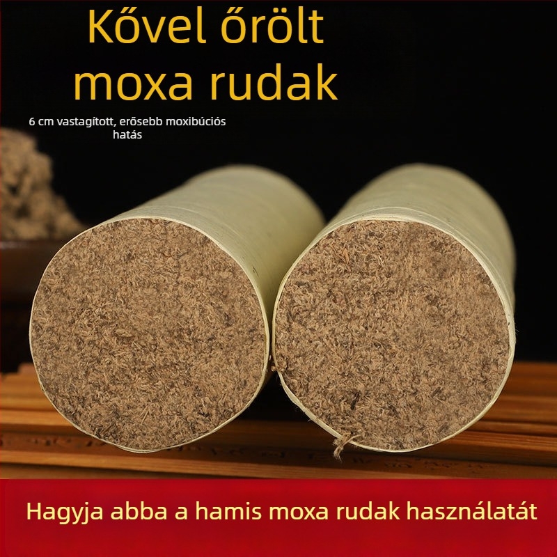 Kővel őrölt moxa rudak, vastagok, otthoni moxibustió készlet, kézzel készített