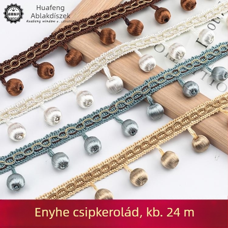 Függönycsipke függő kiegészítő készlet bojtokkal és lógó gömbbel, modern selyembe burkolt fa gyöngyök díszített szegély