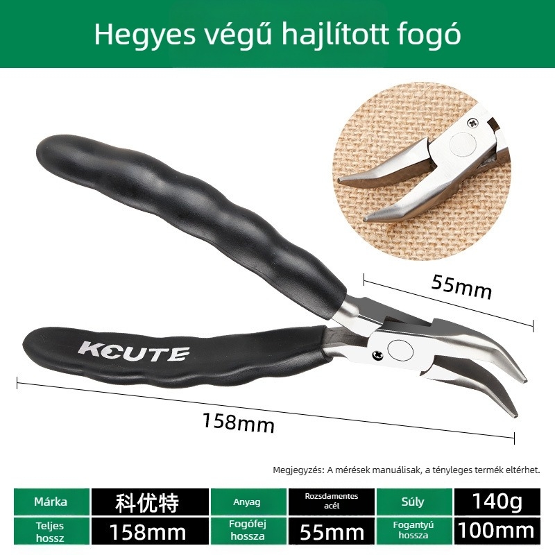 Ékszerfogó nylonos sík szájakkal, hegyes vég, csúszásmentes, többfunkciós DIY rögzítő eszköz
