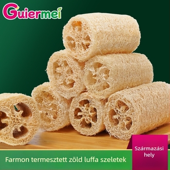 Farmon termesztett zöld luffa pépből készült tisztító szivacs, edényekhez és konyhai súroló, zsírtalan, fürdéshez és dörzsöléshez