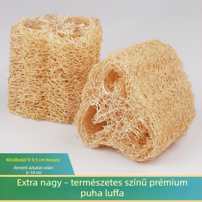 Farmon termesztett zöld luffa pépből készült tisztító szivacs, edényekhez és konyhai súroló, zsírtalan, fürdéshez és dörzsöléshez