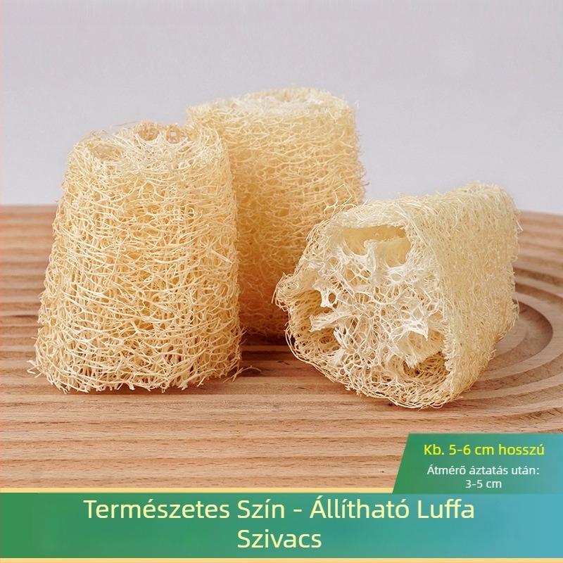 Farmon termesztett zöld luffa pépből készült tisztító szivacs, edényekhez és konyhai súroló, zsírtalan, fürdéshez és dörzsöléshez