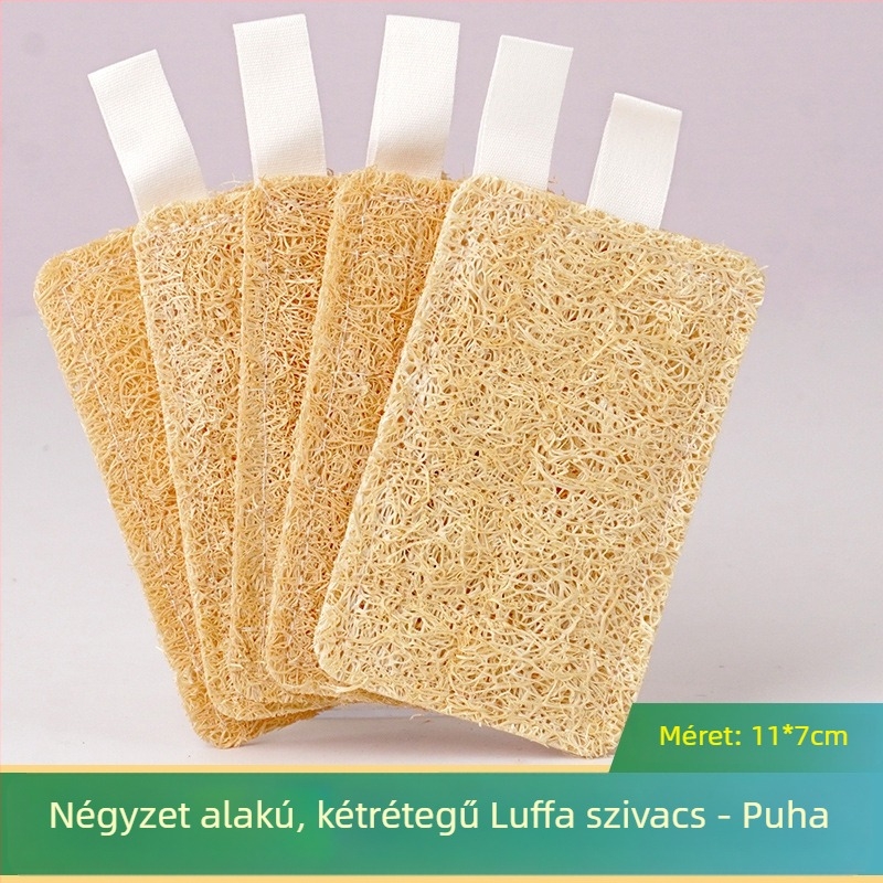 Farmon termesztett zöld luffa pépből készült tisztító szivacs, edényekhez és konyhai súroló, zsírtalan, fürdéshez és dörzsöléshez
