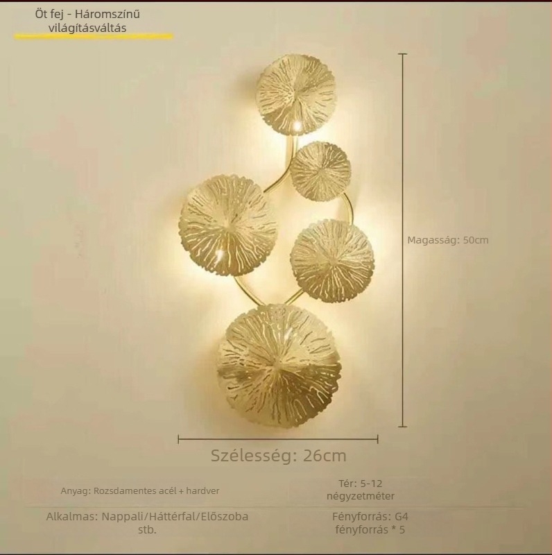 Moderne falikar rozsdamentes acélból titánium felülettel, északi stílusú, dekoratív lámpa hálószobába, nappaliba és folyosóra