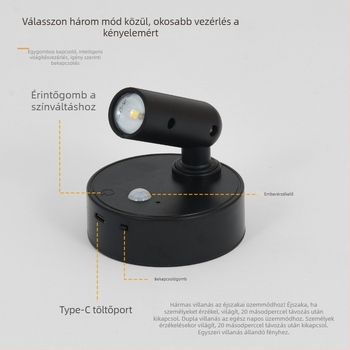 Újratölthető mágneses LED-fali lámpa USB-vel, érintésérzékelő a folyosóra