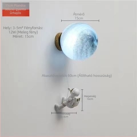 Holdas falikar gyerekszobába, modern minimalist stílus, űrhajós, észak-európai rajzfilmszerű fiú dizájn