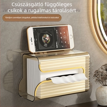 CCKO Falra szerelhető fürdőszobai zsebkendőtartó, vízálló, fúrás nélküli, levehető tároló