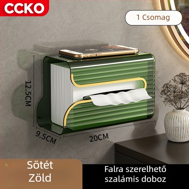 CCKO Falra szerelhető fürdőszobai zsebkendőtartó, vízálló, fúrás nélküli, levehető tároló