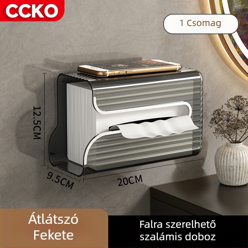 CCKO Falra szerelhető fürdőszobai zsebkendőtartó, vízálló, fúrás nélküli, levehető tároló