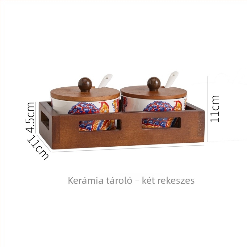 Kerámia fűszertartó kanállal, üveg fűszertartó doboz, sótartó, olaj és chili üveg
