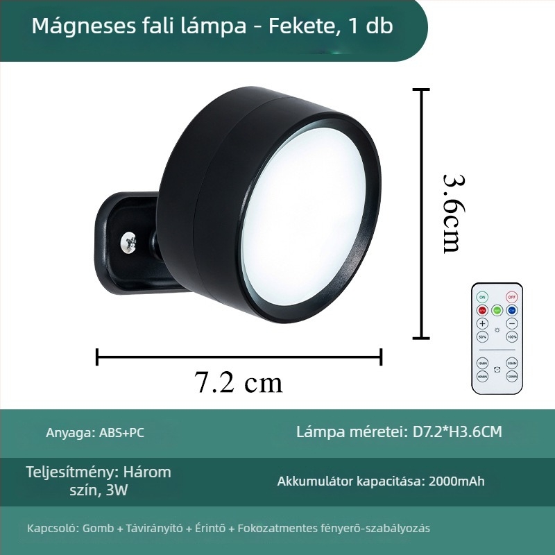 Mágneses falikar hálószobához és lépcsőhöz – LED éjszakai világítás, vezeték nélküli feltöltés, 2000mAh akkumulátor