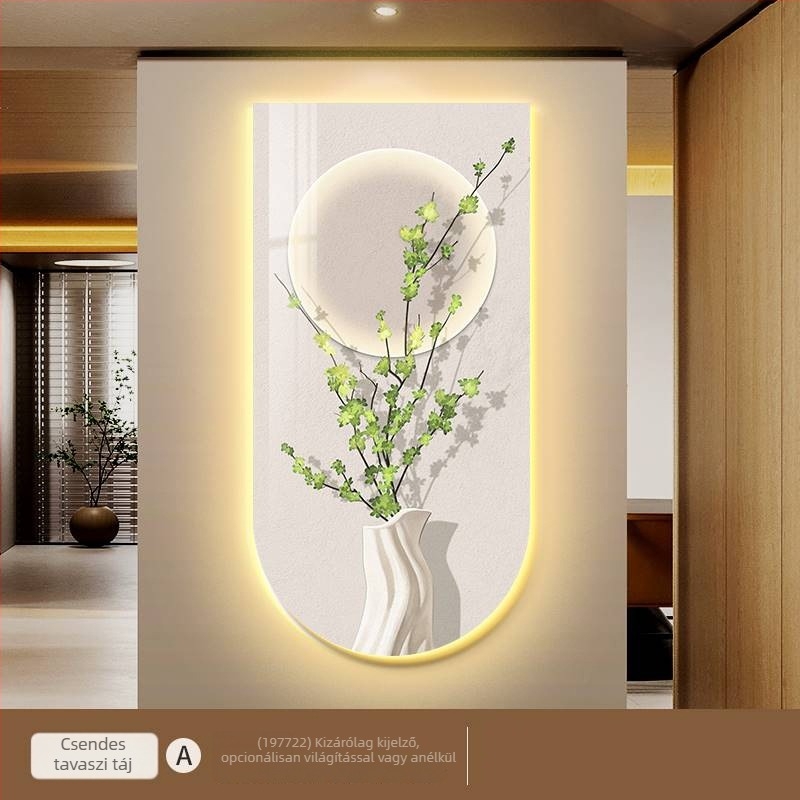Kreatív zöld növényes LED falikép bejárathoz és folyosóra, modern minimalist dekoráció, függő vászon