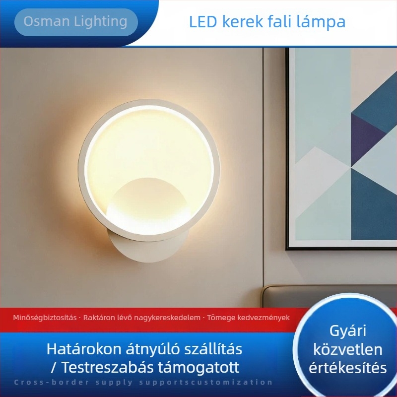 LED fali lámpa, modern minimalist stílus, hálószoba és nappali számára, lépcsőházra és folyosóra alkalmas, alumínium kivitel