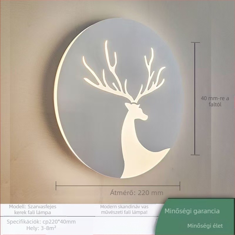 Kör alakú falikar hálószobába – minimalist vas belső világítás szarvasfej motívummal