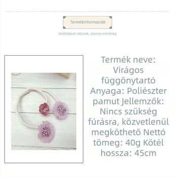 Virágmintás függönyzsinór és csat, lyukmentes, nappaliba való