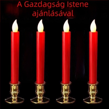 Piros LED-es elektronikus gyertya, hosszú élettartalmú akkumulátor, füstmentes, házavatóra és esküvőkre