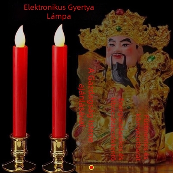 Piros LED-es elektronikus gyertya, hosszú élettartalmú akkumulátor, füstmentes, házavatóra és esküvőkre