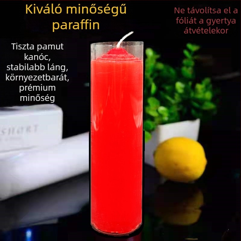 60 órás, füstmentes piros hengeres gyertya otthoni használatra paraffin viasz