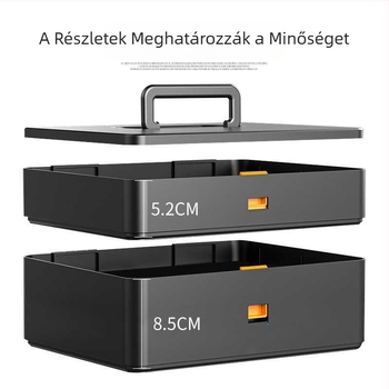 Kétrekeszes, hordozható műanyag szerszámtartó doboz ipari minőségben, otthoni és autós használatra, elektromos karbantartáshoz