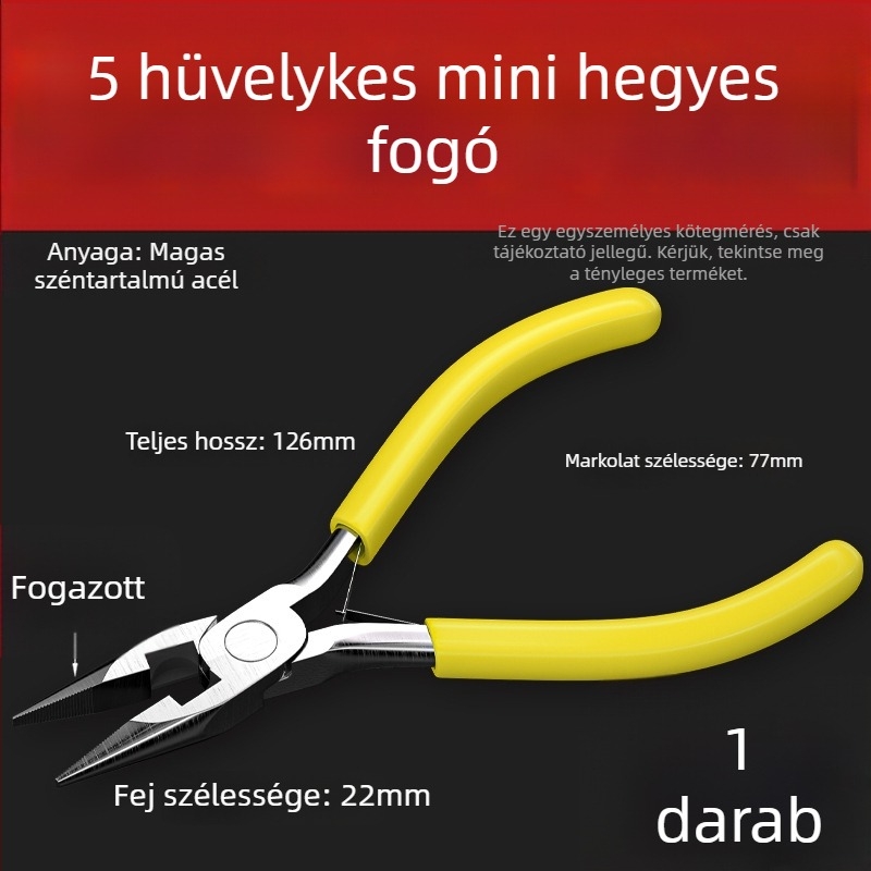 5 hüvelykes kézműves DIY mini fogó – többfunkciós drótfogó hegyes szájszéppel, gyöngyékszerekhez, kompakt otthoni használatra