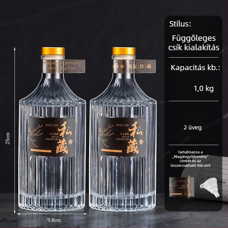 Kis üveg zárható, élelmiszer-minőségű, alkalmas bor, olaj és víz tárolására, kapacitás alatt 300 ml