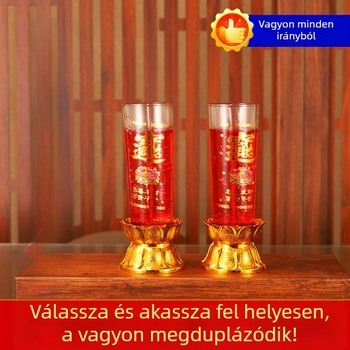 Vörös ghee gyertya kínai újévre, füstmentes otthoni imádságlámpa, Tavaszi Fesztivál felajánlási lámpa, Örökké égő Buddha lámpa, Kristály gyertya új otthonra