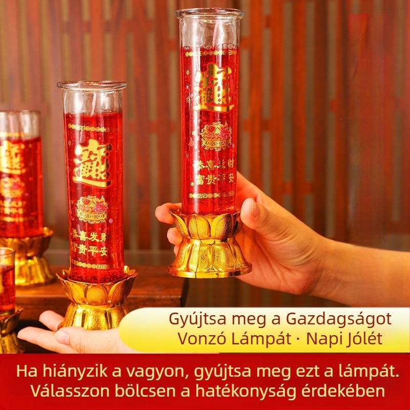 Vörös ghee gyertya kínai újévre, füstmentes otthoni imádságlámpa, Tavaszi Fesztivál felajánlási lámpa, Örökké égő Buddha lámpa, Kristály gyertya új otthonra