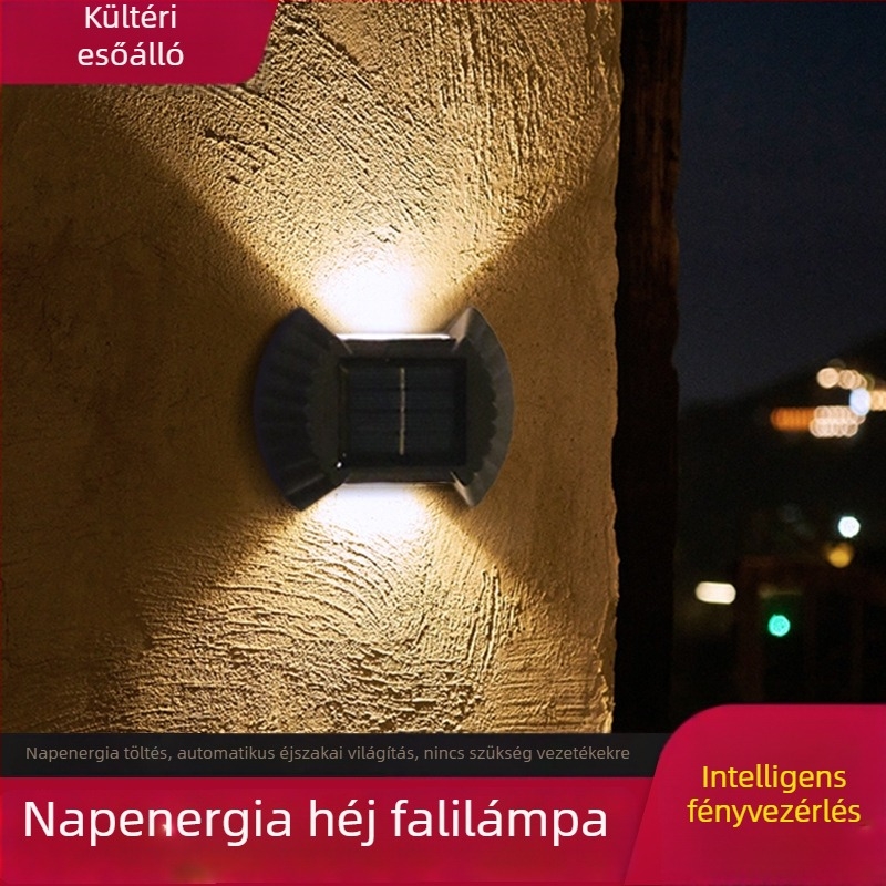 Napelemes kültéri falvilágító udvarhoz és kerthez – fel- és le irányú világítással, teraszra és erkélyre