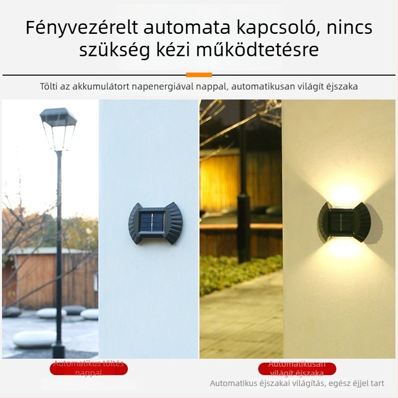 Napelemes kültéri falvilágító udvarhoz és kerthez – fel- és le irányú világítással, teraszra és erkélyre