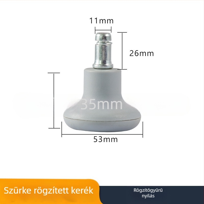 Fehér fix szék-kerék, universal csúszásmentes lábfejek ötágú alaphoz