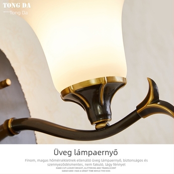 Teljes réz falikar nappaliba, előszobába és a TV mögötti falhoz, 220V, E27 foglalat, üveg árnyékoló, európai minimalist stílus
