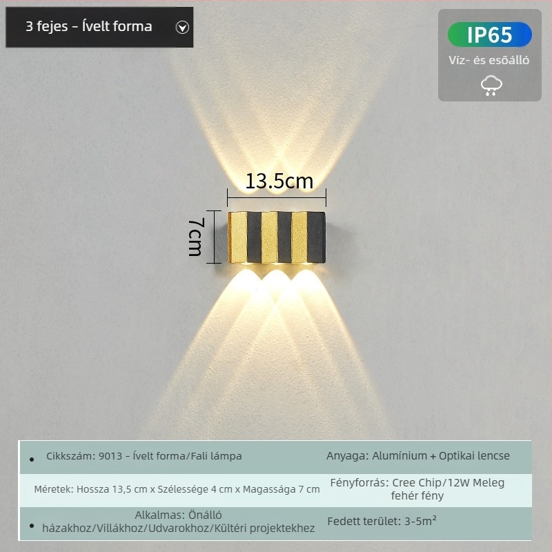 LED kültéri vízálló falikar, wall washer hatású világítás külső falakhoz, modern, kreatív kert- és erkélylámpa