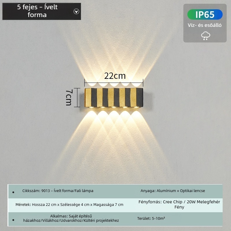 LED kültéri vízálló falikar, wall washer hatású világítás külső falakhoz, modern, kreatív kert- és erkélylámpa