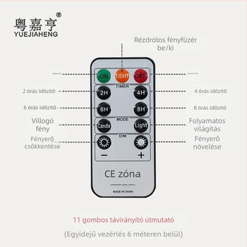 LED elektronikus gyertya távirányító 10/11/18 gombbal, esküvői vezérlő időzítő funkcióval