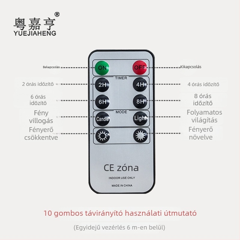 LED elektronikus gyertya távirányító 10/11/18 gombbal, esküvői vezérlő időzítő funkcióval