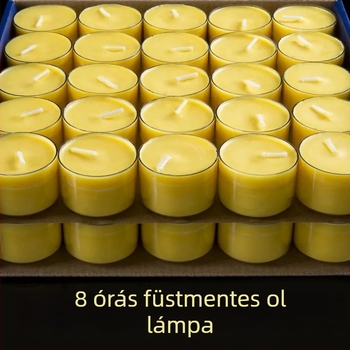 Vajlámpás mécsesek buddhista felajánlásokhoz, 8 órás égés és 4 órás tartósság, 50 darabos készlet, gumiborítás, növényi ghí, füstmentes, aromaterápia
