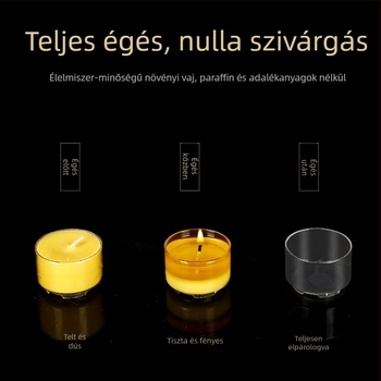 Füstmentes vajlámpa készlet, 50 darab, 8 órás égési idő, otthoni és templomi használatra, gumízházú lámpa, aromaterápiás gyertya