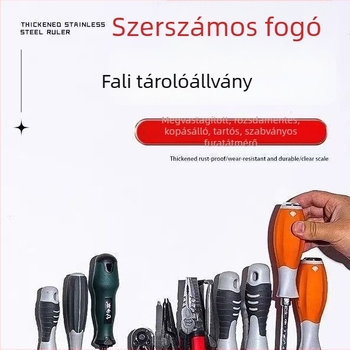 Ötvözetes szerszárrak falra szerelhető, rozsdamentes felületű panel szabvány furatokkal, teherbíró szerszámtároló, helytakarékos