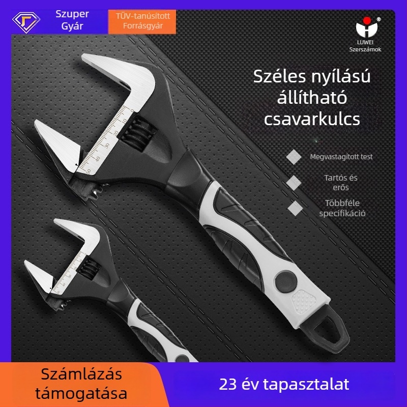 Több méretű állítható csavarkulcs nagy harapással a vízvezetékekhez és csatornázáshoz – szerszám vízvezeték-szerelőknek és villanyszerelőknek