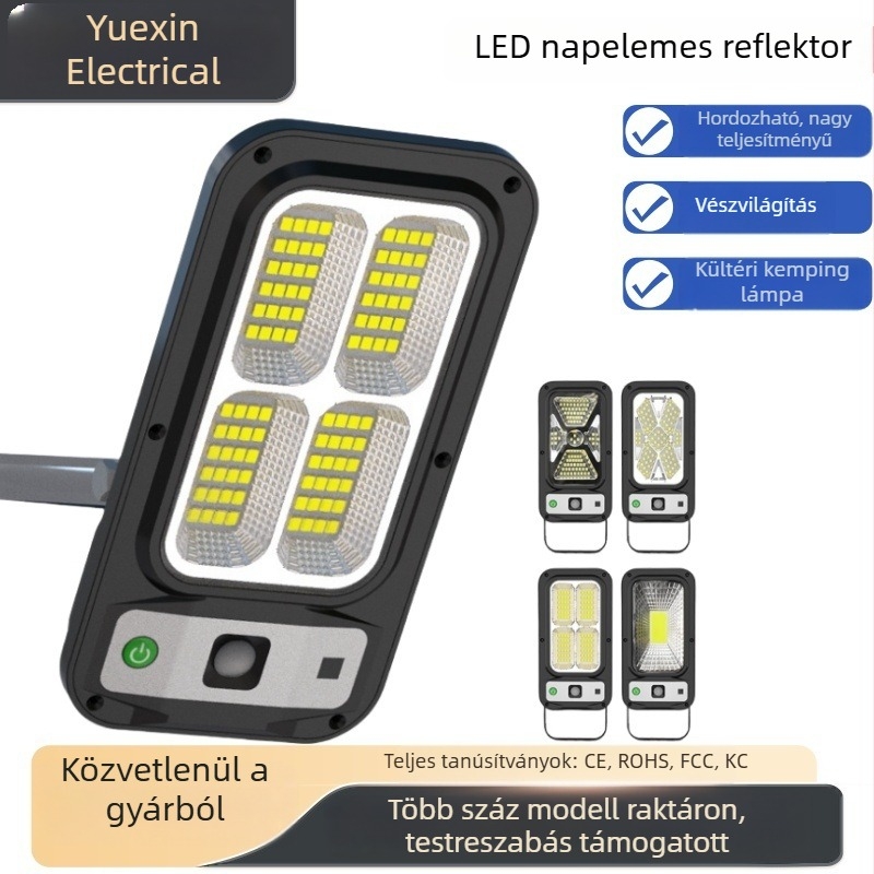 Kültéri COB napelemes lámpa kerthez és falhoz, ultra‑fényes, éjszakai automatikus világítás PIR mozgásérzékelővel, IP65 vízálló
