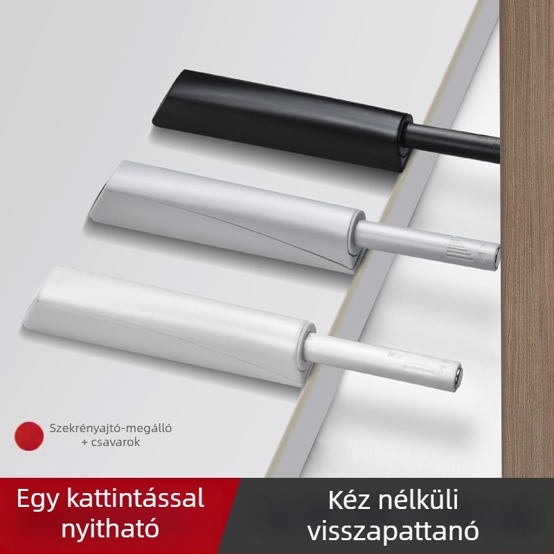 Szekrényajtó nyomásos mechanizmus, rugalmas kapcsoló, fogantyú nélküli, láthatatlan nyitó, masszív kivitel