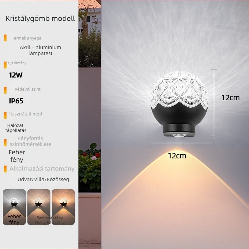 Kültéri falikar, napelemes, alumínium házzal, 18×18×18 cm, IP55, 2 LED-chip, 3000–4000K, 180° fényvetés, falra szerelhető
