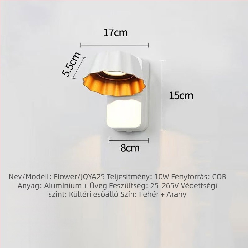 Kültéri falikar forgatható fejjel, állítható szöggel, LED, IP65 vízálló, kerthez, villához és folyosóhoz