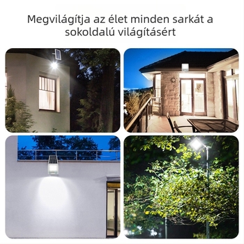Kültéri napelemes reflektor mozgásérzékelővel, LED falikar, IP65 vízálló