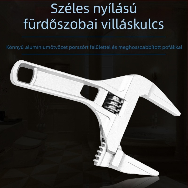 Fürdőszobai állítható csavarkulcs, többfunkciós szerszám rövid nyéllel és nagy befogónyílással a csaptelek és vízvezetékek szereléséhez