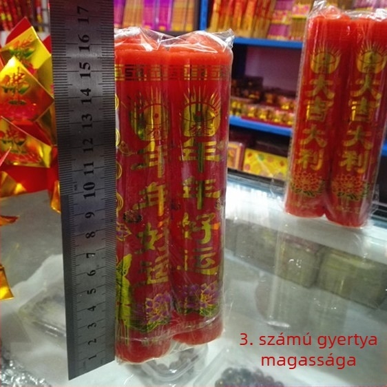 Szójából készült, dohányfüstmentes hengeres gyertya mindennapi világításhoz, buddhista rituálékhoz és ceremóniákhoz, piros