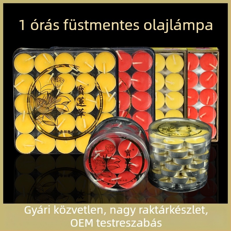 100 darab vajlámpa buddhista tiszteletére, otthoni oltárhoz, hosszú élettartamú ghee lámpák lotusz virággal