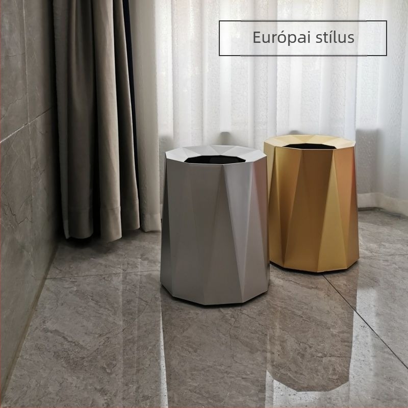 Otthoni műanyag szemetes, aranyos Nordic-Ins stílus, modern minimalista dizájn, henger alakú, 5 L, fedő nélkül