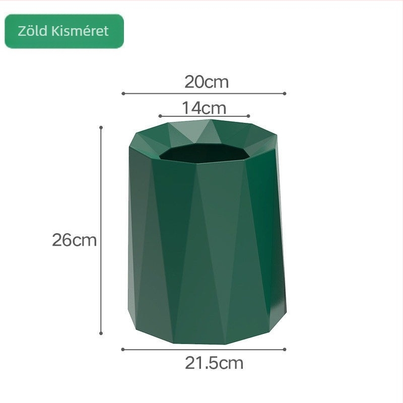 Otthoni műanyag szemetes, aranyos Nordic-Ins stílus, modern minimalista dizájn, henger alakú, 5 L, fedő nélkül