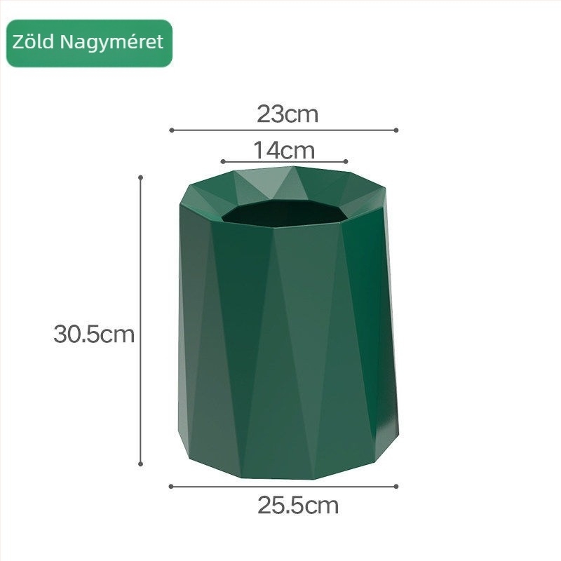 Otthoni műanyag szemetes, aranyos Nordic-Ins stílus, modern minimalista dizájn, henger alakú, 5 L, fedő nélkül